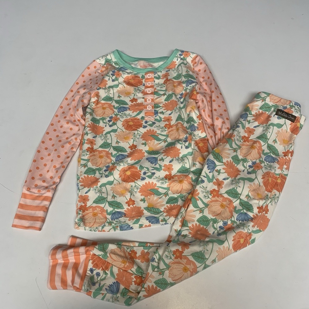Matilda Jane Pajamas Girls 6 PJ Set Shirt Pants‎ Floral Polka Dots Lounge Soft